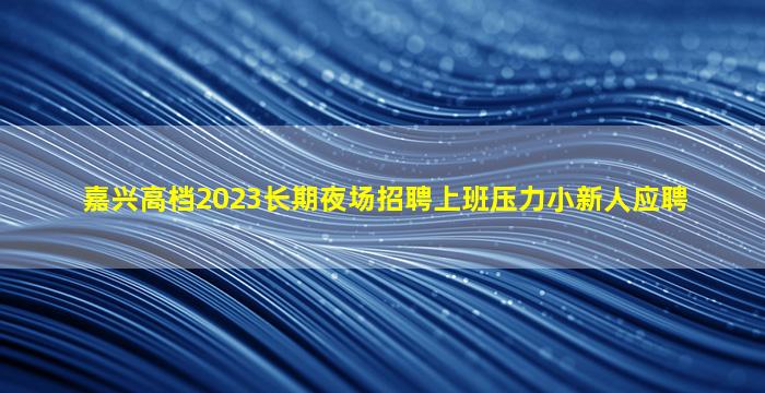嘉兴高档2023长期夜场招聘上班压力小新人应聘
